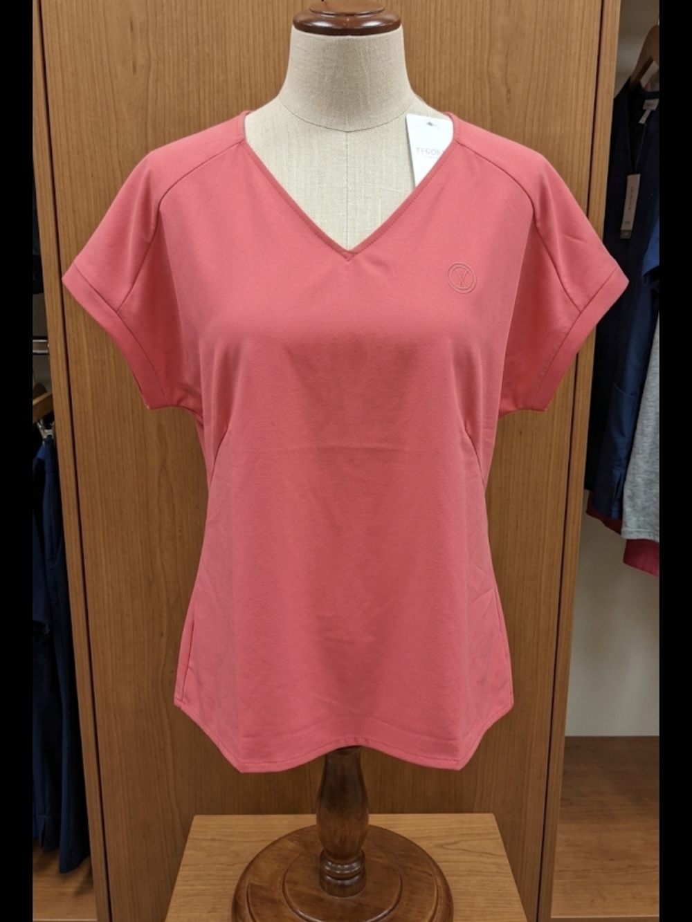 V-Neck Short Sleeve Tee in Coral Pink